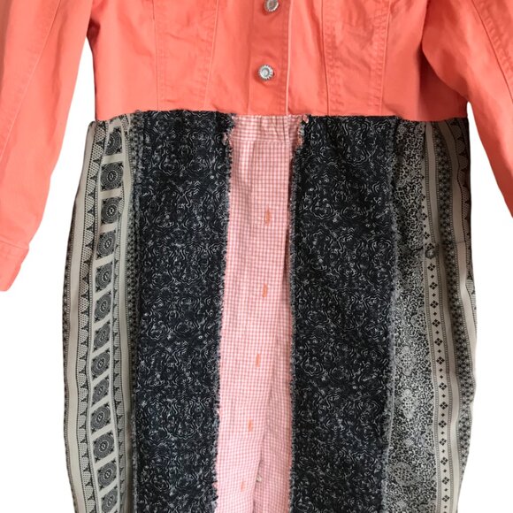 Boho Patchwork Duster, Size S-M: Upcycled Hippie Dress, Rag Quilt Seams - Picture 6 of 10